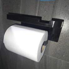 1pc Wall-Mounted Perforated Toilet Paper Holder And Multi-Function Storage Rack - Self-Adhesive Bathroom/Kitchen Paper Towel Holder, Towel Organizer, Space-Saving Black Plastic Rack, Suitable For Small Spaces (Hotel, Home) - Multicolor - View 8