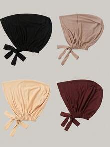 4pcs/Set Women's Solid Color Adjustable Elastic Hijab Cap, Hijab Undercap, Soft & Comfortable Modal Hijab Headscarf, Suitable For Daily Wear, Abaya, All Seasons,Holiday,Travel Essential - Multicolor - View 15