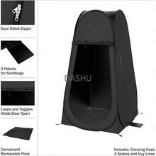 Camping-Privacy-Shelters Outdoor Tienda de campaña de privacidad desplegable portátil - Negro - - Ver 3