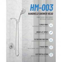 CYPNRegadera Manual Filtrada Alta Presión para Agua Dura con 7 Rociados Chorro Potente y Pausa Desmontable y Ajustable Piel y Cabello Sanos - Cromo VMASSTONE -003Fashion - 226886453 - Ver 3
