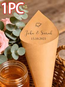 定制文字婚礼纸锥，个性化多色纸屑花瓣抛掷器，适用于婚礼仪式、退场、新娘送礼会、订婚派对、彩排晚宴、婚宴、新郎新娘送别、婚礼策划师、DIY爱好者、活动协调员，白色/牛皮纸手工一次性装饰，派对必备 - 多色(Normal) - 查看 15