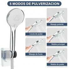 CYPNRegaderas para Baño de Lluvia de Alta Presión de 8 "/ ducha de 5 Modos Rociado mano con brazo de extensión de 11 '' cabezal de ducha ajustable con soporte manguera de 1 5 m CromoFashion - 219302756 - Ver 4