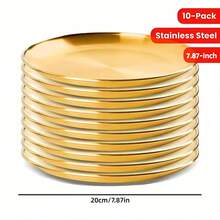 5/10pcs Stainless Steel Korean BBQ Plate Set, Gold Color Serving Tray, Fruit & Snack Platter, Buffet Plate, Stainless Steel Tableware Set, Elegant Dinnerware, Minimalist Style, Dishwasher , Durable, Versatile For Home, Restaurant, Outdoor, Camping, Picnic, Snack & BBQ Party, Holiday, Kitchen Utensils, Kitchen Accessories - Gold - View 12
