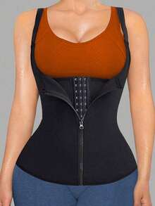 女士可调节腰部训练带 - 黑色桑拿汗蒸运动纤细腰带，适用于健身和运动腹部控制塑身，弹性涤纶面料，仅可手洗，健身房配件