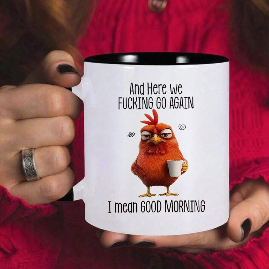 Taza de cerámica de 325 ml con motivo de pavo - Negro - Ver 1