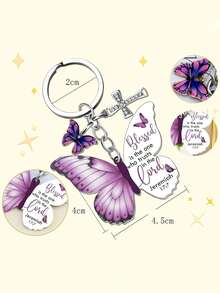 这款十字架钥匙扣是一款充满灵感的蝴蝶造型钥匙扣，适合作为女性礼物。 - 彩色 - 查看 5