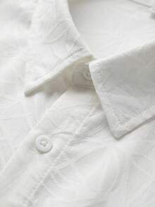 Men's Slim-Fit Printed Shirt, White Chiffon Jacquard Top, Minimalist Aesthetic Short-Sleeved Top, Exquisite And Lightweight Summer Wear. - Multicolor - View 4