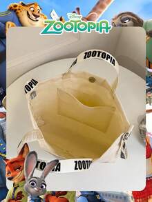 Disney Túi tote vải canvas in hình Zootopia chính hãng, túi xách Nick Zootopia cỡ lớn, đa chức năng, dây đeo vai điều chỉnh được, thích hợp cho phụ nữ/bé gái đi mua sắm hàng ngày/phụ kiện thời trang/Mùa Ramadan - Nhiều màu - Xem 6