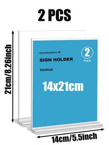 8.5英寸×11英寸、5英寸×7英寸、4英寸×6英寸T型亚克力标牌架展示架，多件装（1/3/6/12），适用于家庭、办公室、零售店、餐厅、婚礼、情人节、返校季、菜单、卡片、传单展示，空白亚克力标牌 - 彩色 - 查看 33