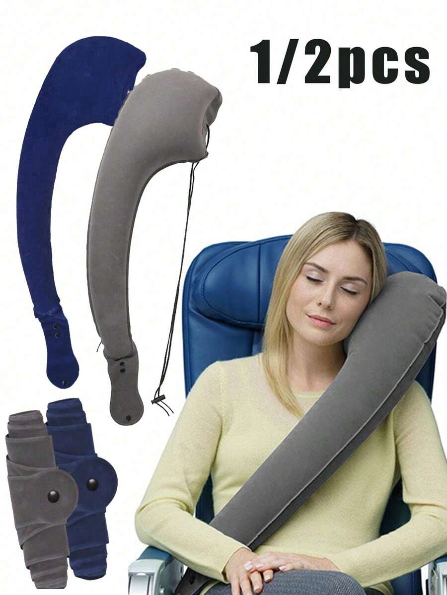 Foldable Inflatable Travel Pillow, Lightweight And Portable Travel Accessory, Portable Folding Neck Support Pad, Reusable And Washable, Suitable For Car, Airplane, Sea Travel, Camping And Outdoor Use, With Buckle Support For Head, Body And Arms, Providing Tilt Support. Essential For Travel, Camping Vacation, And Returning To School,Perfect Gift For Ramadan, Eid, Valentine's Day, Christmas, Or Thanksgiving. - A - View 1