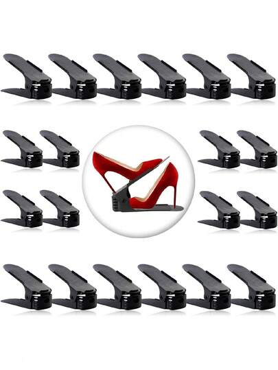 Étagère à chaussures réglable (1 pièce), rangement à chaussures avec fentes, étagère à chaussures réglable, gain de place, étagère à chaussures à deux niveaux, meuble de rangement pour chaussures, support stable pour talons hauts et baskets, créez un meuble à chaussures soigné et à la mode, boîtes à chaussures empilables, étagère à chaussures empilables, rangement pour chaussures, étagère à chaussures gain de place, meuble à chaussures