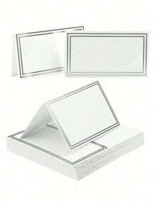 1pc/20pcs/50pcs Silver Foil Name Cards, Wedding Seat Number Cards Decor, Table Cards, Dinner Table Decor Cards, Blank Table Cards, Guest Cards, Silver Wedding Dinner Table Cards, Guest Registration Cards, Wedding Dinner Table Cards, Party Banquet, Decor, Home & Living, Event Party Supplies, Celebration Supplies, Party Identification - Silver - View 1