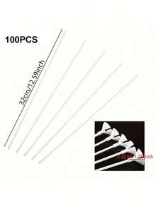 100pcs White Balloon Sticks - Plastic Party Balloon Rods For Weddings, Birthdays, Christmas & More (32cm/12.59in) Birthday Decorations Birthday Decorations - White - View 3