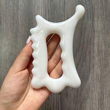1PC Ceramic-Like Acrylic Thumb Scraper, Gua Sha Serrated Wave Board, Large Size, Deep Fascia, Facial Line Lifting, Acupoint Reflexology Massage - Porcelain White - View 5