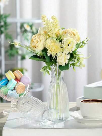 Set de 10/5/1 piezas de jarrones de plástico a rayas, jarrones de vidrio transparente, adecuados para arreglos florales, manualidades, ramos, decoración, fiestas, hogar, comedor, bodas