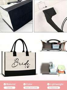 Bride Handbag And Cosmetic Bag Set, Bride Printed Zipper Cosmetic Bag, Personalized Bride Gift, Suitable For Wedding, Bridal Shower, Bachelorette Party, Engagement, Honeymoon, Gift For Best Friend, Bridal Memento - Multicolor - View 2