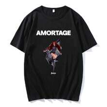 Camiseta de streetwear de la cantante coreana JISOO AMORTAGE, ropa de hombre, camisetas de hip hop, camisetas casuales de algodón para hombres y mujeres, camisetas de moda hip hop - Negro - Ver 1