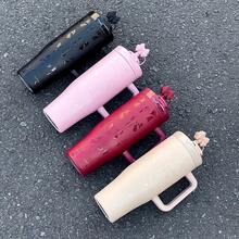 1pc 1200ml Stainless Steel Insulated Tumbler, Large Capacity With Handle, Double Drinking Mouth, Keeps Hot/Cold, Car Cup, Couple Gift - Multicolor - View 13