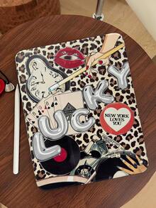 1 件豹纹拼接彩绘平板电脑保护套，兼容 iPad 10/11/10.2/10.5/Air4/Air5/10.9/Pro11/Air 11 英寸 (M2)-2024/Pro 11 英寸 (M4)-2024/iPad Air 11 英寸 (M3) 2025/iPad (A16) 11 英寸第 11 代 2025、Mini 6/Mini 7/Air1/Air2/9.7、Tab A8 10.5 英寸 2022，创意/个性化/趣味，不含触控笔，内置笔槽，三折支架，磁吸式睡眠/唤醒功能。 - 彩色 - 查看 1