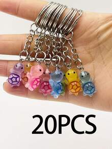 5/10/20pcs Night Light Multi Color Mini Turtle Keychain, Sparkling Turtle, Party Gifts, Small Turtle Resin Accessories, Suitable For DIY Accessories, Mobile Phone And Bag Pendants, Turtle Statue Accessories, Keychain Pendants ((Mixed Hair Of Multiple Colors) - Multicolor - View 8