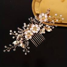 1 pieza Peine de hierro elegante, accesorio de cabello para novia y boda, adecuado para todas las estaciones - Dorado - Ver 5