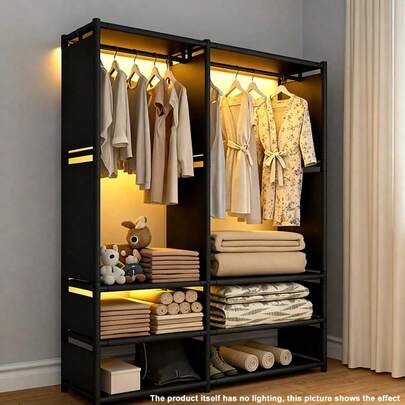 1 pieza Armario multifuncional de 4 niveles - Estantería de almacenamiento a prueba de polvo con barra de colgar, ensamblaje fácil sin herramientas, 66.93 pulgadas de alto, apto para guardar zapatos, ropa, bolsos y talla grande, diseño ahorra espacio para dormitorio, oficina, dormitorio, sala de estar