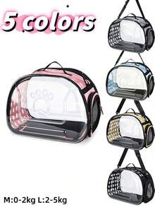 Paw Print Space Transparent Cat Backpack, Breathable Portable Pet Carrier, Foldable Shoulder Cat Bag - Multicolor - View 1