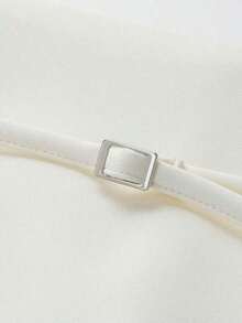 Women's Solid Color Zipper Waist Belt Skirt Pants - 米色 - 查看 4