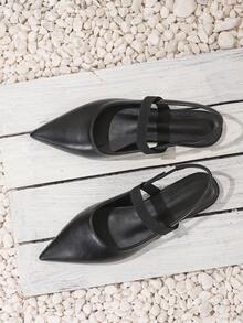 New Fashion Women's Pointed Toe Black Criss-Cross Strap Casual Flat Sandals, Spring/Summer - Black - View 5