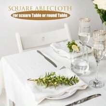 5 Pack White Table Cloth | Premium Square Tablecloth 137x183cm For Wedding Receptions, Buffet Setups, Home Dining | Handcrafted Fabric - White - View 6