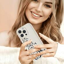 1pc Cream Color Floral Vine Pattern TPU Phone Case Full Body Shockproof Non Slip Cover Holiday Gift For Girlfriend Or Self Use Compatible With Iphone 17 16 15 14 13 12 11 Xs X Se Series And Galaxy S25 S24 S23 S22 Series - 白色 - 查看 7