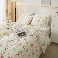 Garden Style Pink Floral Duvet Cover Twin Chic Shabby White Pink Floral Bedding Sets 100% Cotton Botanical Comforter Cover Aesthetic Boho Bedding Collection Variant 8 - 別緻的粉紅色花卉 - 查看 3