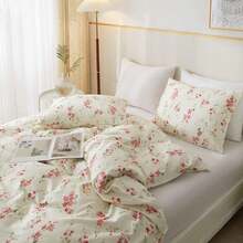 Garden Style Pink Floral Duvet Cover Twin Chic Shabby White Pink Floral Bedding Sets 100% Cotton Botanical Comforter Cover Aesthetic Boho Bedding Collection Variant 8 - 別緻的粉紅色花卉 - 查看 4