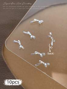 10/100/500pcs 3D Silver Bow Heart Nail Art Decorations, Korean Style Metal Bow, Star, Moon Nail Jewelry, Y2K Punk Nail Gems, DIY For Acrylic Nail Stickers, Phone Cases, Shoes, Clothes, Bags Nails Nail Supplies Nail Charms - Multicolor - View 26