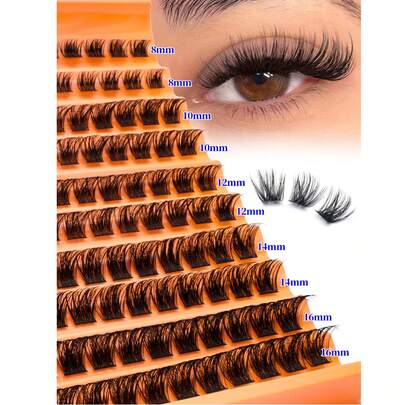 120pcs D-Curl Fluffy Natural Thick Pre-Glued Individual Eyelashes, 8-16mm Length, 0.07mm Thickness, D-Curl Ultra-Light Packaging, 10 Rows Waterproof Faux Mink 3D Stereo Fit Eye Shape, Long-Lasting And Durable, DIY Handmade, Suitable For Light Makeup, Heavy Makeup And Daily Occasions, Portable And Suitable For Daily Use Or Going Out