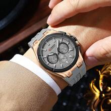 Men's Luxury Sports Quartz Chronograph Waterproof Silicone Strap Luminous Auto Date Wrist Watch - Multicolor - View 9