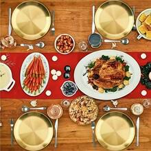 5/10pcs Stainless Steel Korean BBQ Plate Set, Gold Color Serving Tray, Fruit & Snack Platter, Buffet Plate, Stainless Steel Tableware Set, Elegant Dinnerware, Minimalist Style, Dishwasher , Durable, Versatile For Home, Restaurant, Outdoor, Camping, Picnic, Snack & BBQ Party, Holiday, Kitchen Utensils, Kitchen Accessories - Gold - View 9