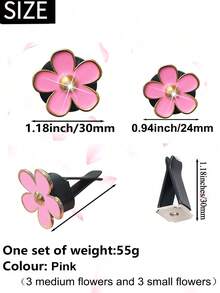 6pcs Alloy Daisy Clips For Car Air Vent Decoration, Air Conditioner Accessories - hồng - Xem 3