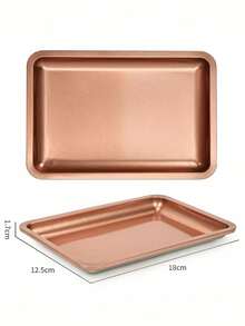 1pc Stainless Steel Square Jewelry Tray, Makeup Organizer Dish - Multicolor - View 8