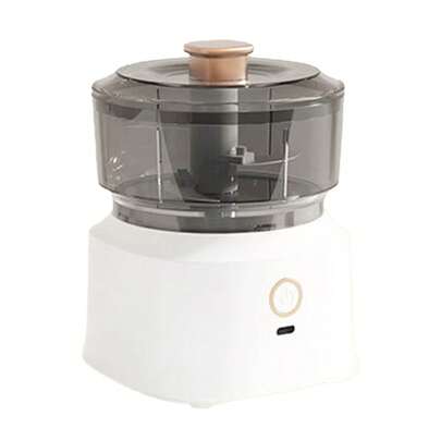 Sladdlös elektrisk köttkvarn och barnmatsmaskin | 4-i-1 multifunktionell hackare för vitlök, nötter och puréer | Inbyggt batteri, bärbar minikökshackare | Kompakt och lättrengörlig design med inbyggd mixer (vit)