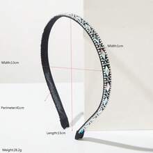 1 chiếc băng đô mỏng màu đen, trang trí đá lấp lánh tối giản, phong cách Hàn Quốc, đa năng, thanh lịch, phù hợp để đeo hàng ngày. - Ngọc trai đen - Xem 4