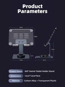 360° Rotation Tablet Stand For IPad, Adjustable Foldable Tablet Holder, Alloy+Acrylic Stand Compatible With IPad Pro/Air/ Mini - Clear - View 11