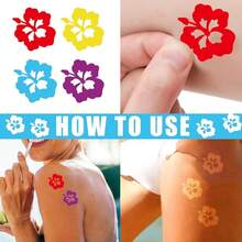 400Pcs Hibiscus Flower Tanning Sunbathing Stickers Red Yellow Blue Purple Floral Se- Adhesive Body Decals For Summer Beach Hawaiian Tropical Luau Salon Party Supplies - 芙蓉花 - 查看 5
