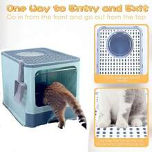 Caja de Arena para Gatos Plegable50x40x40cm de Arenero para Gato Cerrada Plegable Grande Material de PP Arenero/Inodoro para Gato Cerrado y Solapa Frontal y Pala Antiolores Facil de Limpiar green - Verde - Ver 3