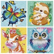 1 Set Cartoon Animal Diamond Painting Kit, Sparkling Diamond Mosaic Art Set, DIY Room Decor Diamond Painting, Kids Holiday Craft Supplies, Includes Canvas, Diamond Bags, Tools, Size 6.69in*6.69in, Suitable For Home Wall & Desk Decor, Kids Party Favors, Holiday & Festival Gifts For Friends - Multicolor - View 5