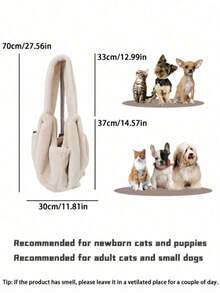 1pc Pet Sling Carrier For Small And Medium Dog And Cat With Breathable Mesh - Plush Self-Warming Hiking Front Backpack Chest Body Holder - Multicolor - View 5