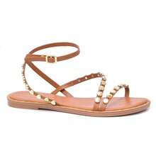 Women's Flat Sandal, Comfortable, With Metallic Embellishment, Modern Blogger Style, Casual - Màu nâu  Mocha - Xem 4