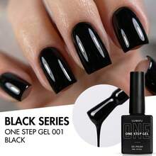 15ml Classic Black One Step Gel Polish 3 In 1 No Base Top Coat Needed Soak Off UV LED Gel Nail Art Lacquer High Gloss Dark Color For Halloween Christmas Gothic Style Bottle Color Matches Gel - Black - View 7