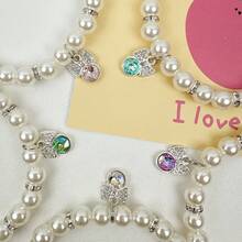 1 pieza Collar de mascota con colgante de mariposa multicolor, collar con colgante de perro/gato con rhinestones, accesorios de collar europeos y americanos, collar de gato con perlas - Multicolor - Ver 6