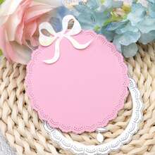 1个蕾丝边蝴蝶结切割模具，适用于剪贴簿、圆形创意卡片压花模具切割器，适合节日装饰剪贴簿纸艺、手工卡片制作DIY、优雅剪贴簿、婚礼、生日、情人节、复活节卡片等。 - 銀色 - 查看 5